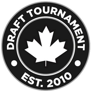 Draft Tournament logo with maple leaf in the middle and text that reads established 2010 at the bottom.