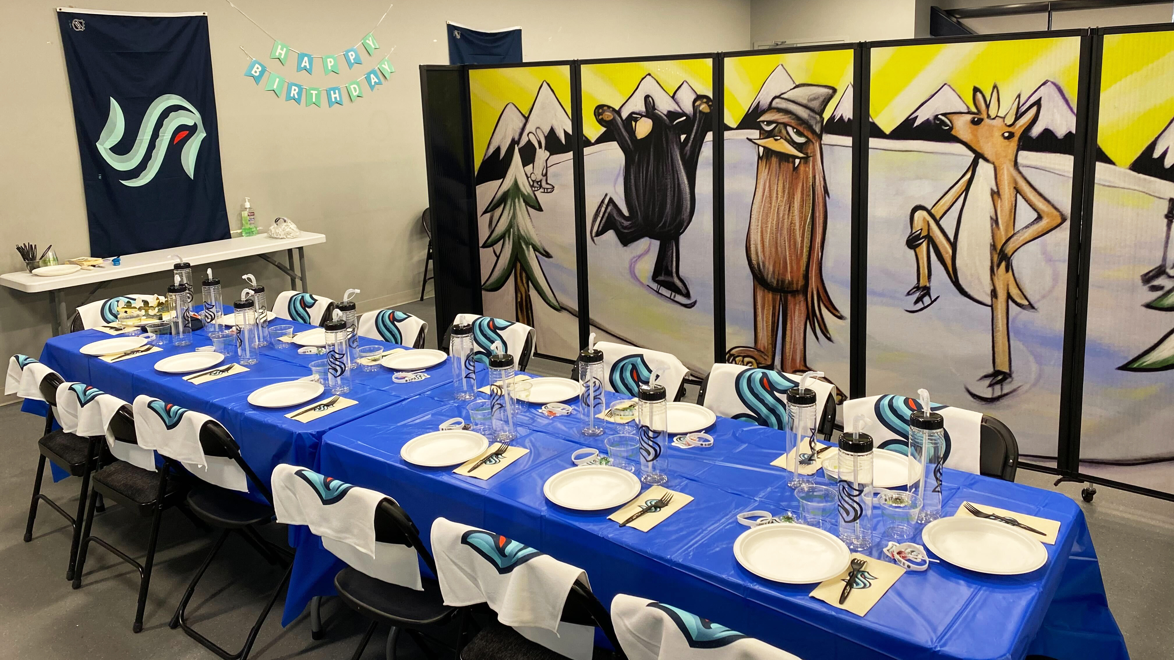 Image of birthday party set up at the Iceplex