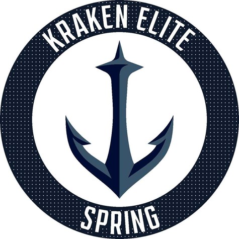 Circle with Seattle Kraken anchor logo with surrounding text that says kraken development program spring.