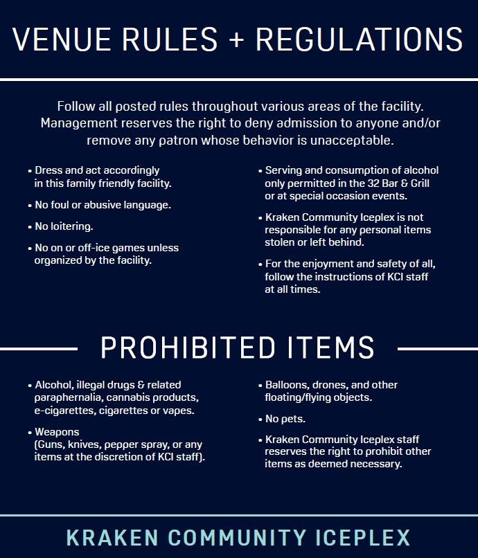 Venue Rules - Kraken Community Iceplex